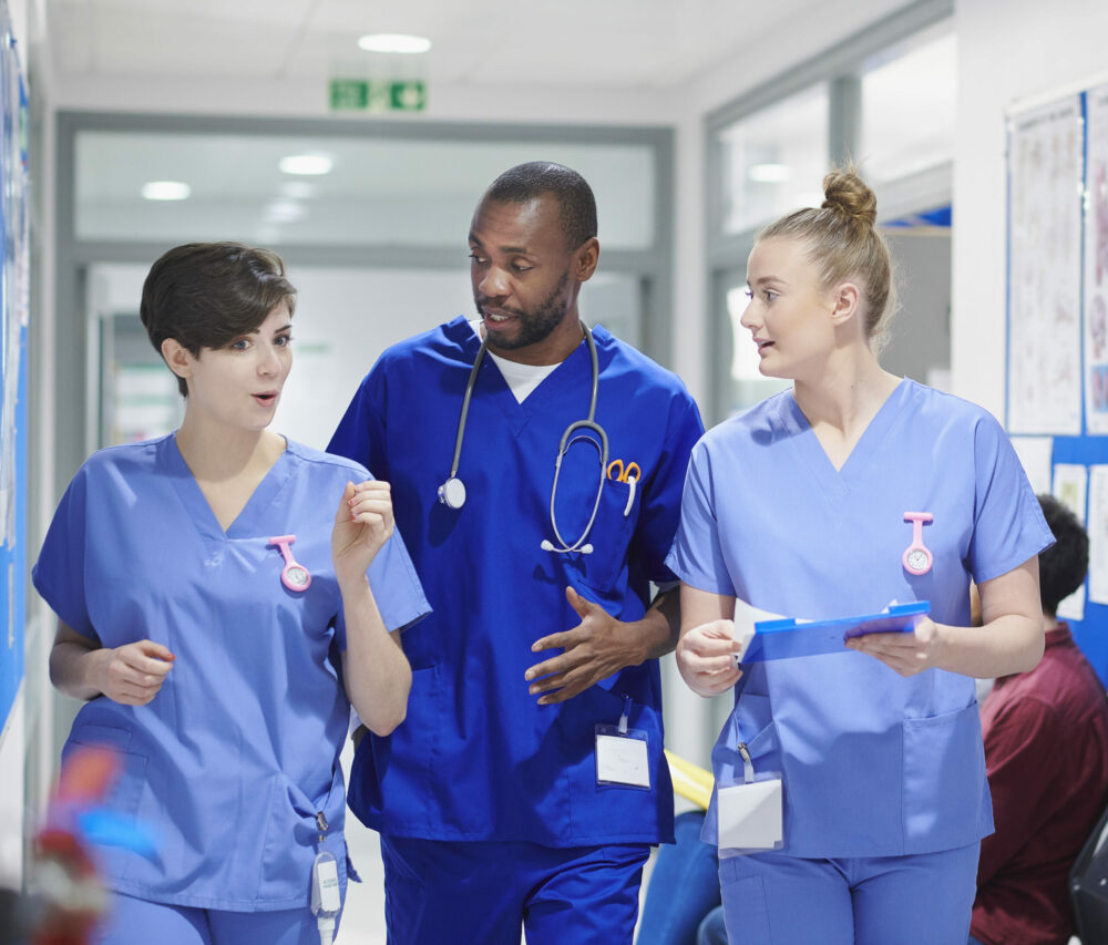 medical clinic team walking